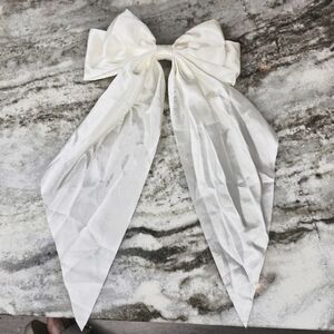 Jumbo Satin Hair Bow Clip Ivory